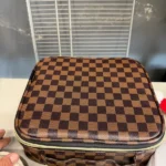 AOKUR brown checkered travel cosmetic bag